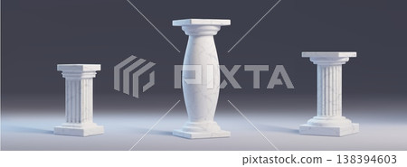 White marble podiums, 3d classic Greek column White marble podiums, 3d classic Greek column 138394603