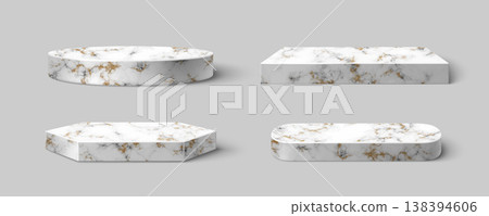 Luxury marble podiums set isolated on background 138394606