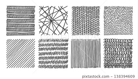 Hand drawn crosshatch patterns with pencil sketch 138394609