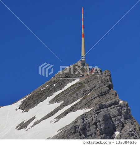 Antenna and hotel on top of Mount Santis, Switzerlannd. Antenna and hotel on top of Mount Santis, Switzerlannd. 138394636