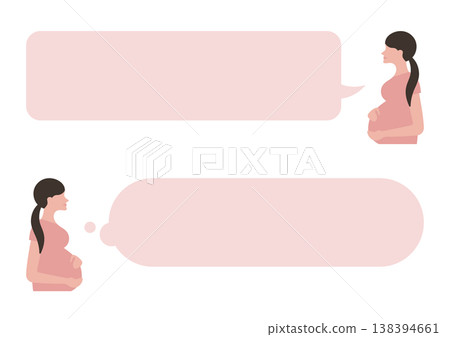 Vector illustration set of a pregnant woman and speech bubble (pink) Vector illustration set of a pregnant woman and speech bubble (pink) 138394661
