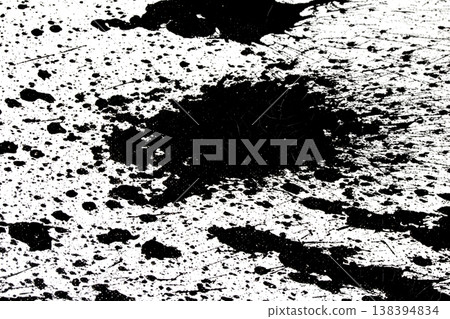 Messy Creative Ink Splatters Drips and Inkblot Close Up on White Background Messy Creative Ink Splatters Drips and Inkblot Close Up on White Background 138394834