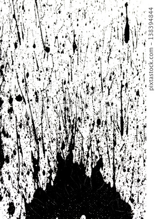 Messy Creative Ink Splatters Drips and Inkblot Close Up on White Background Messy Creative Ink Splatters Drips and Inkblot Close Up on White Background 138394844