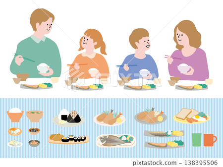 Family meal scene and food set 138395506