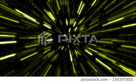Background illustration (yellow) depicting warping through outer space. 138395888