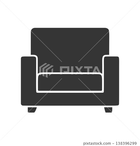 單人沙發的簡單輪廓圖標 單人沙發的簡單輪廓圖標 138396299