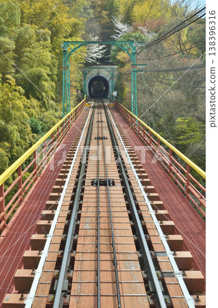 The railway bridge of the cable car at Iwashimizu Hachimangu Shrine The railway bridge of the cable car at Iwashimizu Hachimangu Shrine 138396316