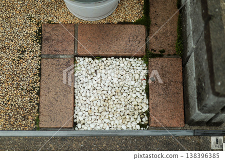 Garden gravel and brick layout - Japanese-style garden background material / Garden gravel brick layout Garden gravel and brick layout - Japanese-style garden background material / Garden gravel brick layout 138396385