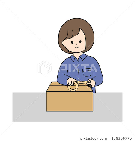 A young woman packing items | Simple and minimalist illustration A young woman packing items | Simple and minimalist illustration 138396770