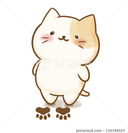 A bright and gentle white cat waiting in a designated spot. Transparent background, white background. The image represents waiting, lining up, following rules, safety, and park regulations. A bright and gentle white cat waiting in a designated spot. Transparent background, white background. The image represents waiting, lining up, following rules, safety, and park regulations. 138396925