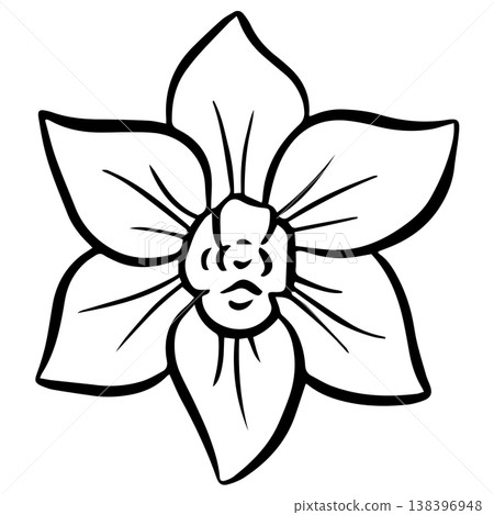 Simple floral flower heads wildflower outline clipart vector illustration 138396948