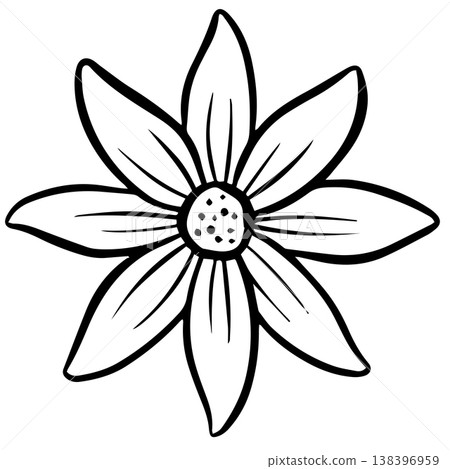Simple floral flower heads wildflower outline clipart vector illustration 138396959