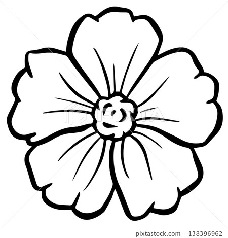 Simple floral flower heads wildflower outline clipart vector illustration 138396962