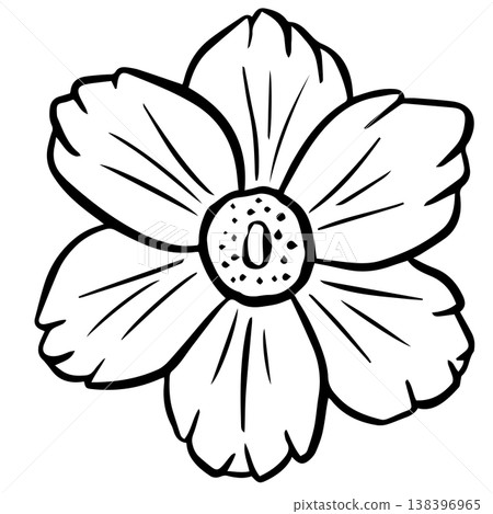 Simple floral flower heads wildflower outline clipart vector illustration 138396965