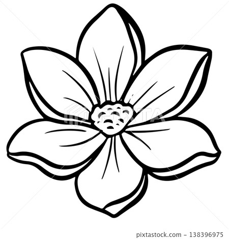 Simple floral flower heads wildflower outline clipart vector illustration 138396975