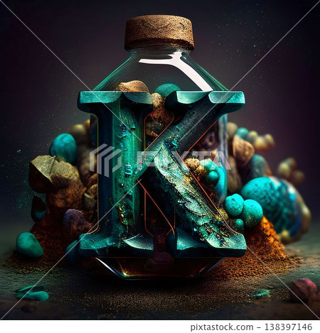 Vitamin K in a bottle on a dark background. 3d rendering 138397146