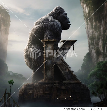 Gorilla in the jungle.3d rendering. Computer digital drawing. letter K Gorilla in the jungle.3d rendering. Computer digital drawing. letter K 138397160