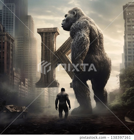 Gorilla in the city. 3D illustration. Elements of this image furnished letter K Gorilla in the city. 3D illustration. Elements of this image furnished letter K 138397161