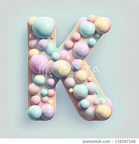 Alphabet letter K with pink and blue balls, 3d render 138397166