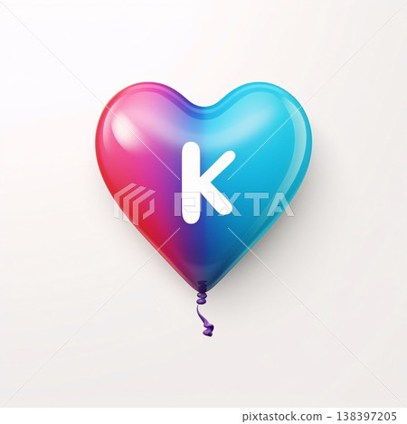 Vector illustration of a heart shaped balloon with the letter K in the center. Vector illustration of a heart shaped balloon with the letter K in the center. 138397205