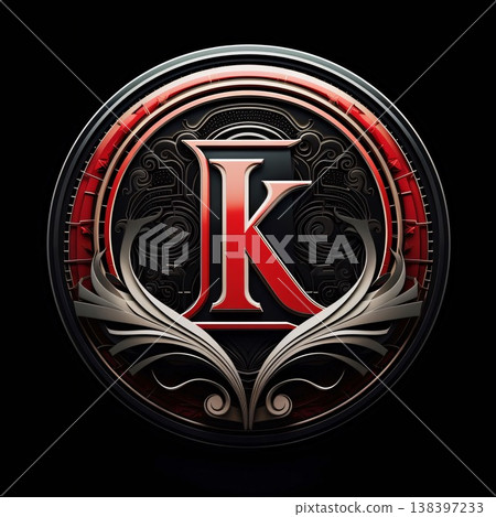 Luxury Letter K in Black and Red with Elegant Design Luxury Letter K in Black and Red with Elegant Design 138397233