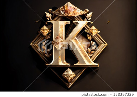 Luxury golden letter K on a black background. 3d rendering 138397329