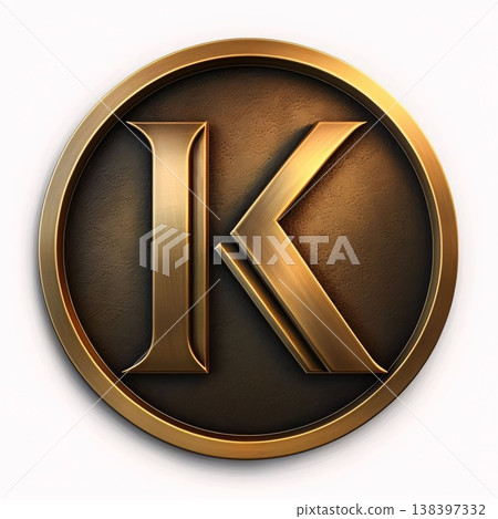 3d Letter K in gold on a white background. 3d render 138397332