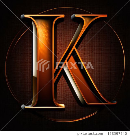Elegant letter K uppercase with a glowing effect. 138397340
