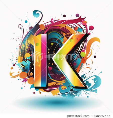 Colorful letter K on grunge background, abstract vector illustration. Colorful letter K on grunge background, abstract vector illustration. 138397346