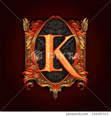 Luxury monogram. Letter K in the form of a shield. Luxury monogram. Letter K in the form of a shield. 138397353