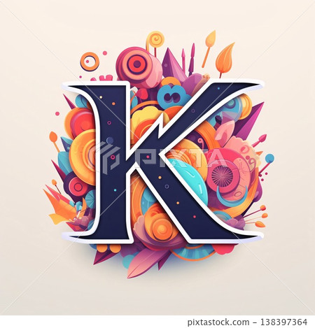 K letter colorful floral font. Vector typeface for your design. K letter colorful floral font. Vector typeface for your design. 138397364