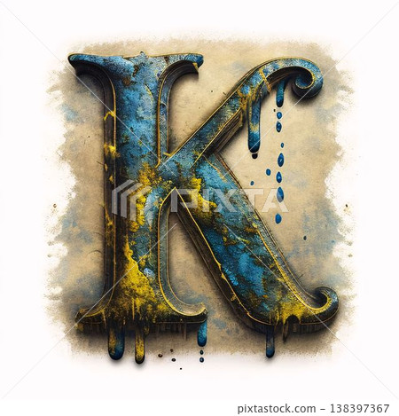 Grunge metal letter K uppercase. 3D render Grunge metal letter K uppercase. 3D render 138397367