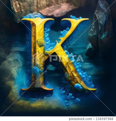 letter k in the water. 3d illustration of a letter. 138397368