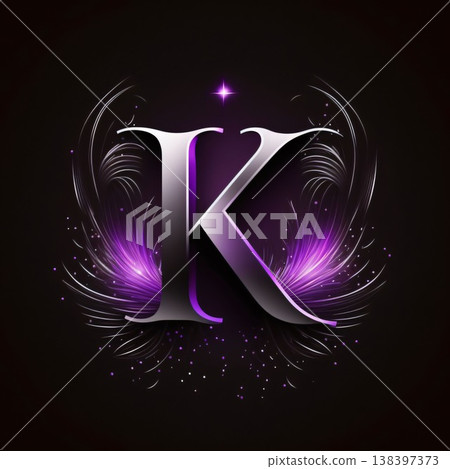 K letter logo with sparkles and firework. Vector illustration. 138397373