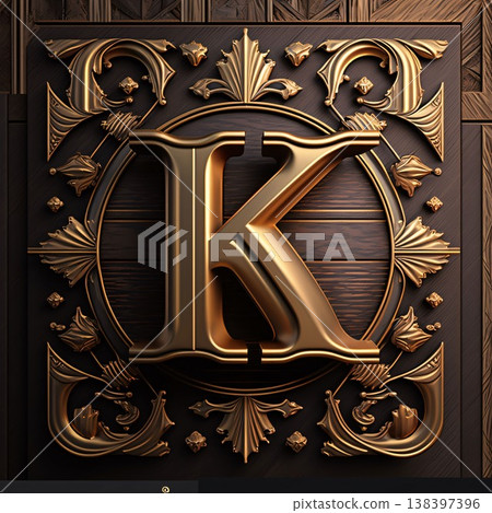 Luxury capital letter K with ornate decoration. 3D render Luxury capital letter K with ornate decoration. 3D render 138397396