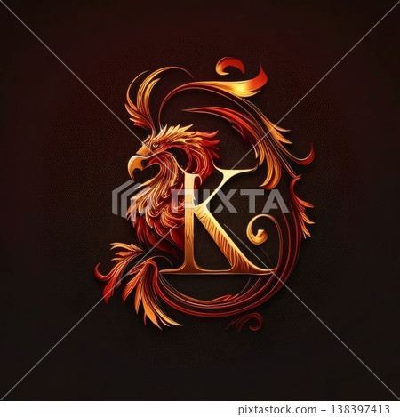 The letter K in the form of a rooster. Vector illustration. The letter K in the form of a rooster. Vector illustration. 138397413
