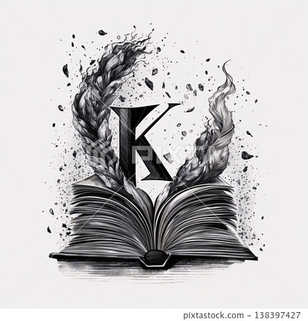 Alphabet letter K on the pages of an open book. Vector illustration Alphabet letter K on the pages of an open book. Vector illustration 138397427