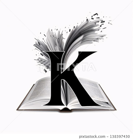 Book with a letter K on a white background. Vector illustration. 138397430
