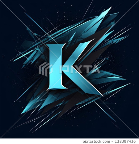 letter k on a dark background, 3d rendering, computer digital drawing 138397436