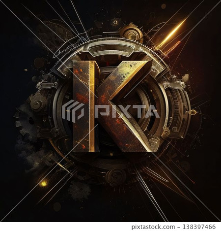 K letter in futuristic style on black background. 3d illustration. K letter in futuristic style on black background. 3d illustration. 138397466