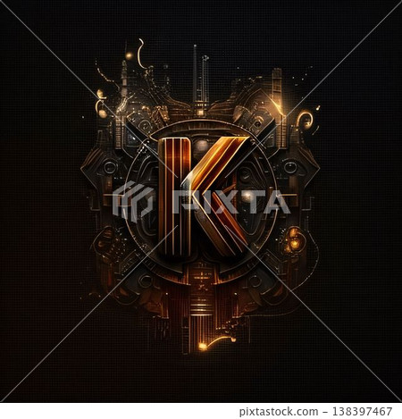 K letter in the form of a technological circle. Vector illustration. 138397467