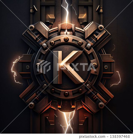 Letter K on a dark background. 3d rendering, 3d illustration. Letter K on a dark background. 3d rendering, 3d illustration. 138397468