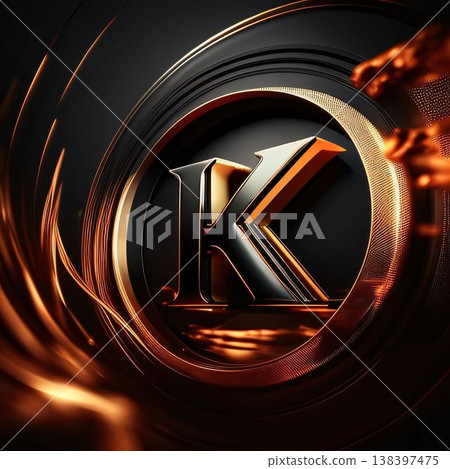 K letter logo on black background. 3D illustration. 3D rendering. 138397475