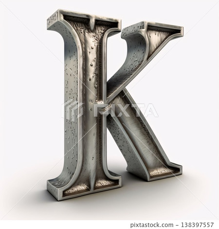 Metal letter K on a white background. 3d render. High resolution. 138397557