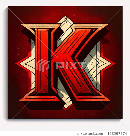 Letter K in retro style on a red background. 3d rendering Letter K in retro style on a red background. 3d rendering 138397574
