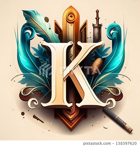 Vintage letter K in the style of baroque. High detailed illustration. Vintage letter K in the style of baroque. High detailed illustration. 138397620