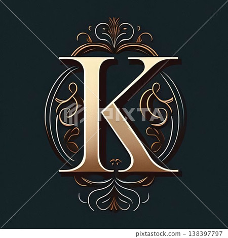 Luxury capital letter K in the style of Baroque. Luxury capital letter K in the style of Baroque. 138397797