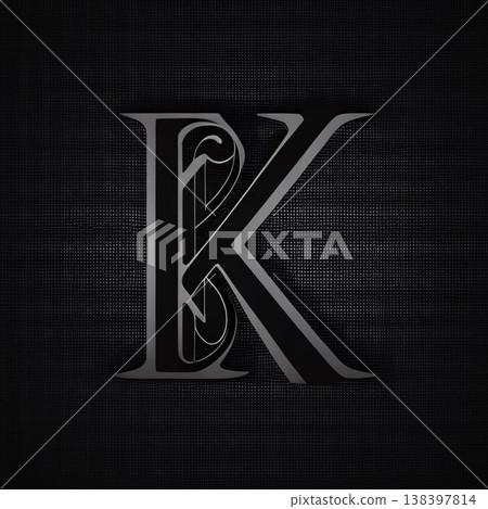 Metal letter K on a black background. 3D illustration. Vintage style. 138397814