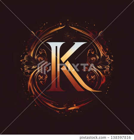 Initial Letter K with floral ornament, Elegant luxury logo design. 138397816