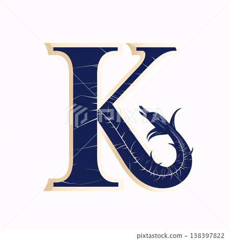 Initial letter K with jaguar logo in blue and black. 138397822